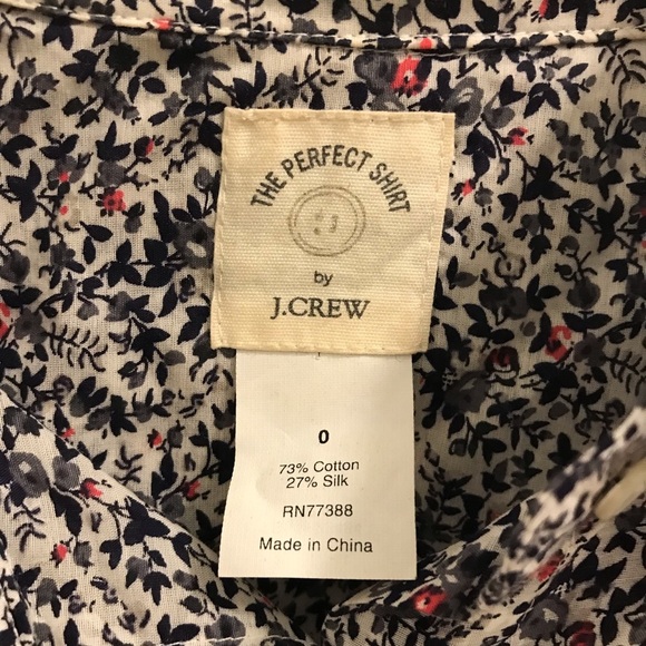 J Crew The Perfect Shirt 0 Silk Cotton floral gray red button down - Picture 6 of 6